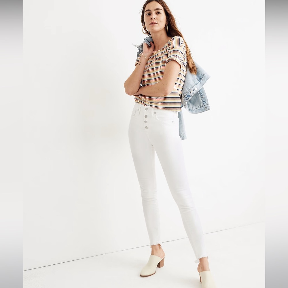 10" High-Rise Skinny Jeans in Pure White: Step-Hem Edition